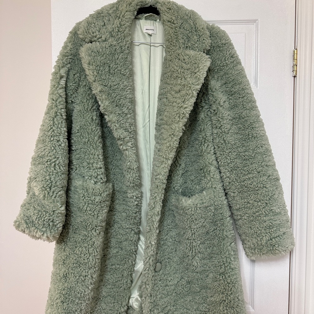 Green Faux Fur Coat